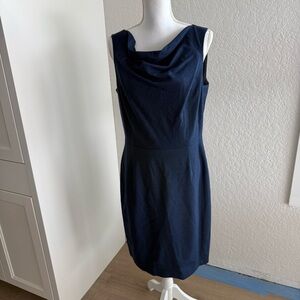 The Brooks Brothers Explorer Collection Wool Blend Navy Midi Dress Size 12